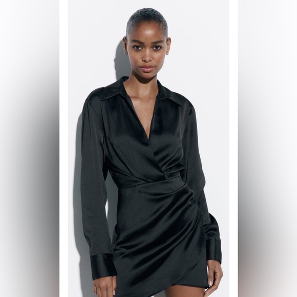 Zara NEW dress Mini Dress Elegant Chic Long Sleeve Outfit Women US 5/S - Picture 3 of 8